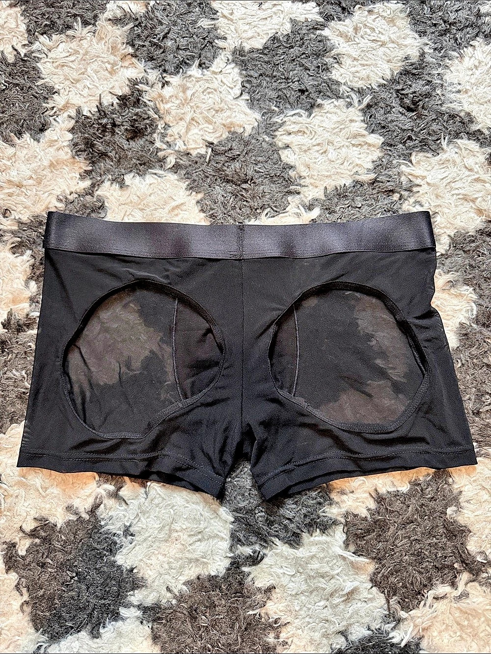 Men’s Black Mesh Open Back Boxer Briefs/thong Underwear Size M NIP